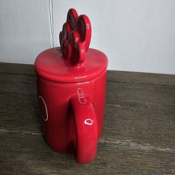 NWT Rae Dunn Artisan XOXO Valentine's Day Red Heart Topper Mug - Picture 3 of 9